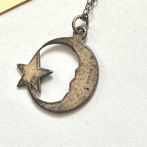 1990s vintage silver and blue star moon delicate thin necklace - Picture 6 of 11